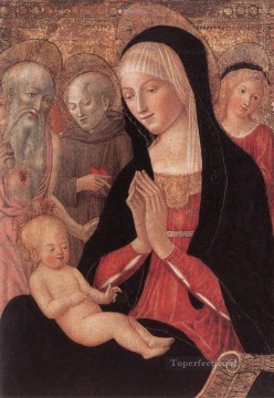 フランチェスコ・ディ・ジョルジョ Painting - 聖母子と聖者と天使 シエナのフランチェスコ・ディ・ジョルジョ